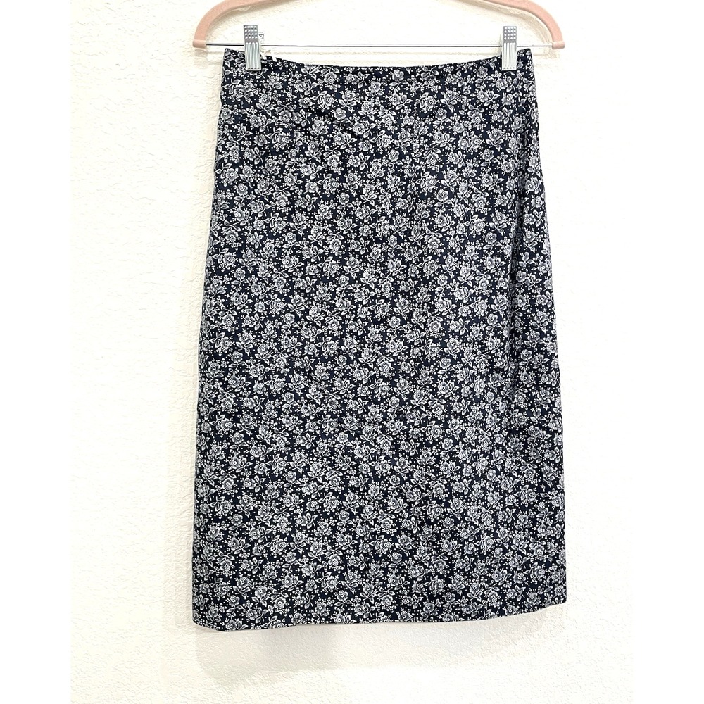 Liz Claiborne Collection Pencil Skirt Size 10 Black Floral‎ Lined Cotton VTG